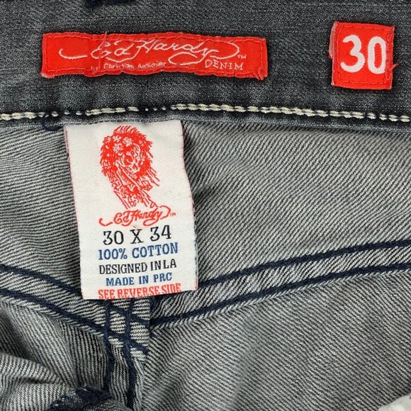 Ed Hardy Embroidered Tiger Pockets Denim Jeans - Picture 7 of 10